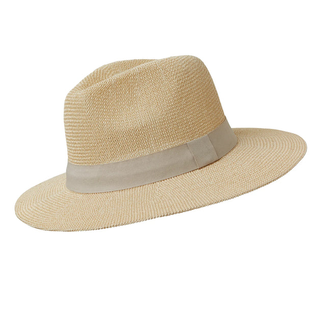 Paper panama hat with dove coloured band