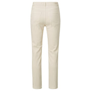 Sand denim trousers with straight legs, pockets and zip fly