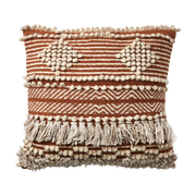 Textured Boho Cushion in Rust & Beige