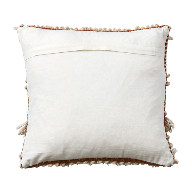 Textured Boho Cushion in Rust & Beige - reverse image 
