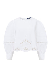 Alissa White Cotton Broiderie Top - from victoria shop