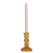 Frosted antique style glass candle holder in mustard