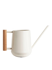 White Indoor Watering Can with Wooden Handle