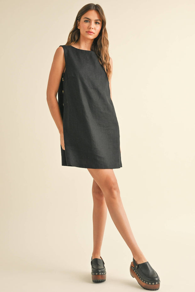 Button Detail Linen Dress