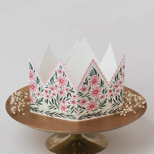 Botanical Party Hat Crown Card Pink Cosmos
