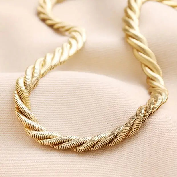 Stainless Steel Braided Snake Chain Necklace in Gold