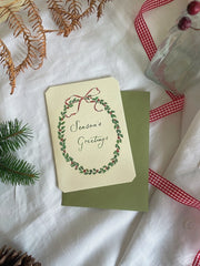 Holly Wreath Traditional Christmas Card