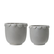 Scalloped matt grey plant pot. Wikholm