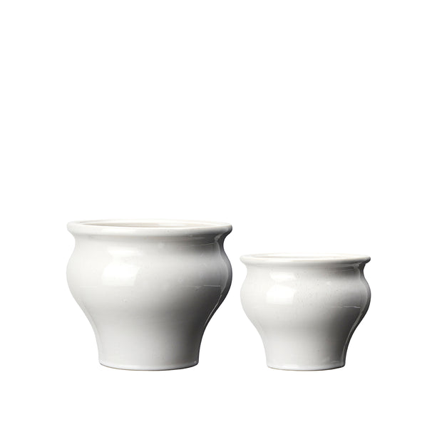 Classic curved white planter or vase