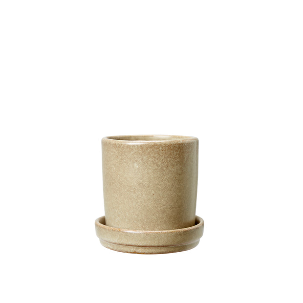 Beige melange plant pot with saucer