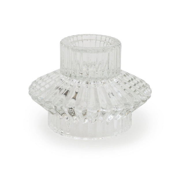 Two Way Glass Tea light/Taper Candle holder