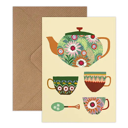 Floral Tea Set Greeting Card