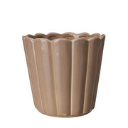 Medium Ceramic Edna Pots with Scalloped Edge in Beige