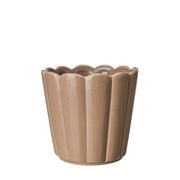 Small Ceramic Edna Pots with Scalloped Edge in Beige