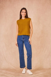 Miranda- Sleeveless Knit Olive Top, Callie Paris
