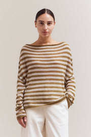 Stripe off the Shoulder Knit
