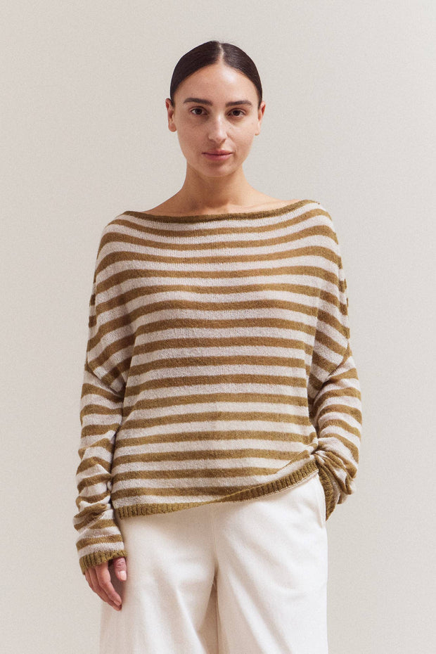 Stripe off the Shoulder Knit