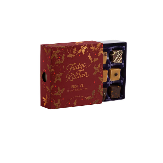 Fudge Kitchen festive fudge collection with a decorative box on a white background