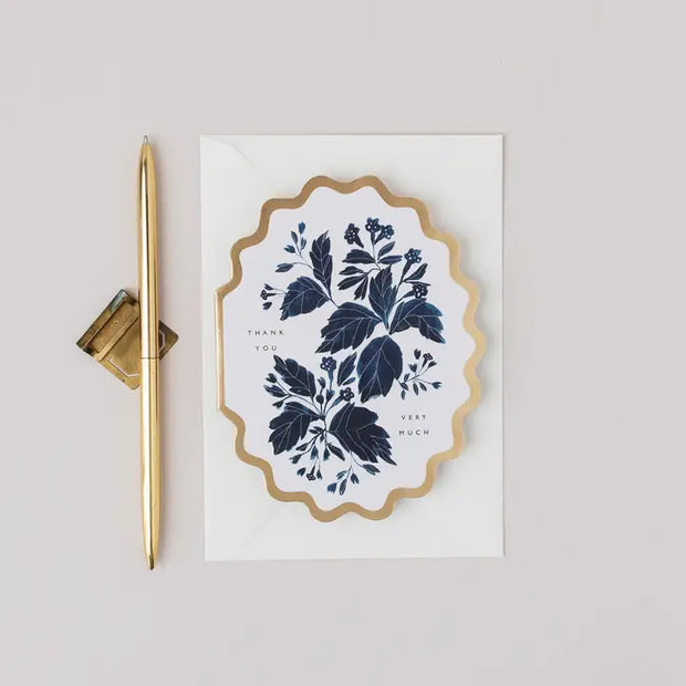 Thank You Very Much  Botanical Scallop Die Cut Card