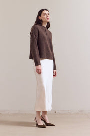 Button Detail Sweater in Chestnut