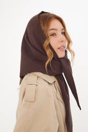 Knitted Triangle Scarf in Brown