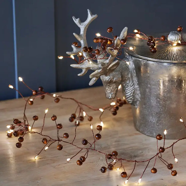 Woodland Berry Battery Powered String Lights in brown
