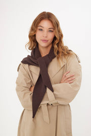 Knitted Triangle Scarf in Brown