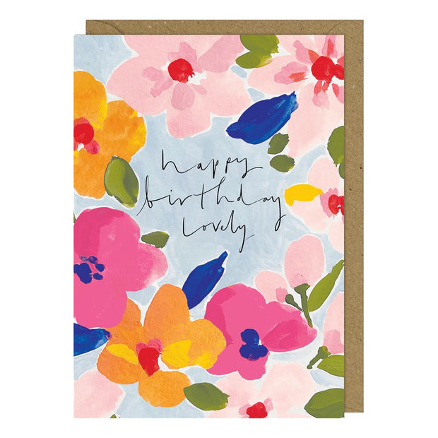 "Happy Birthday Lovely" Floral Birthday Card