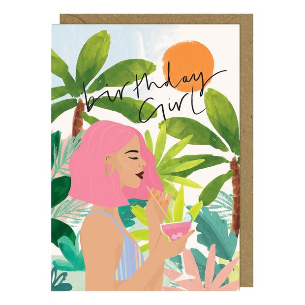 Birthday "Cocktail" Girl Greeting Card, Meraki 