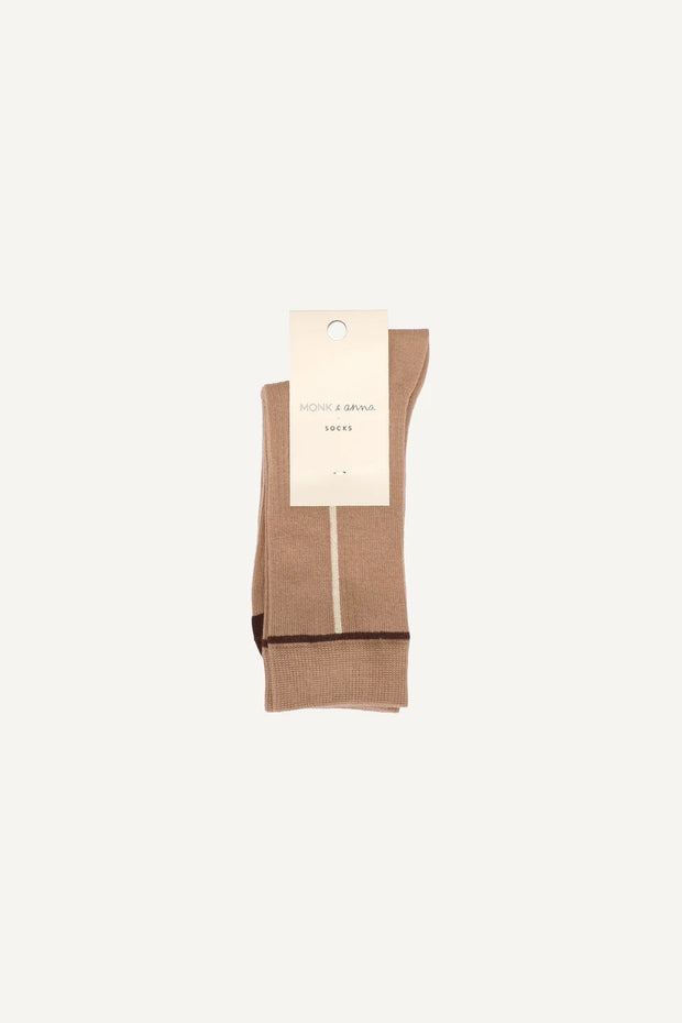 Monk & Anna Graphic Shape Socks- Clay Brown