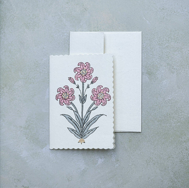 Hand Block Printed Greeting Card - Nargis Dusky Pink