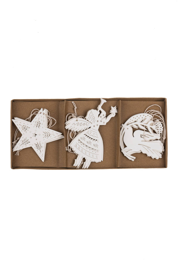 Folk Style Paper Hanging Decorations - set of 18