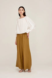Long Line Linen Pant, Brown Olive