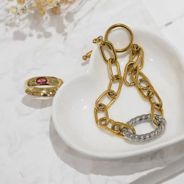 B085 Twist Link Bracelet in Two Tone
