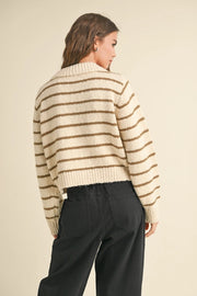 Buttondown Striped Knitted Cardigan