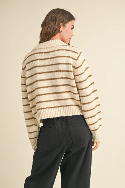 Buttondown Striped Knitted Cardigan