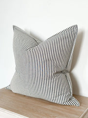 Navy and Cream Stripe 45x45cm Cushion - Darcy. Ellenvale Interiors