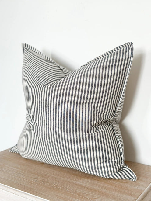 Navy and Cream Stripe 45x45cm Cushion - Darcy. Ellenvale Interiors