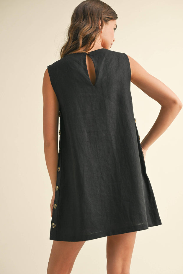Button Detail Linen Dress