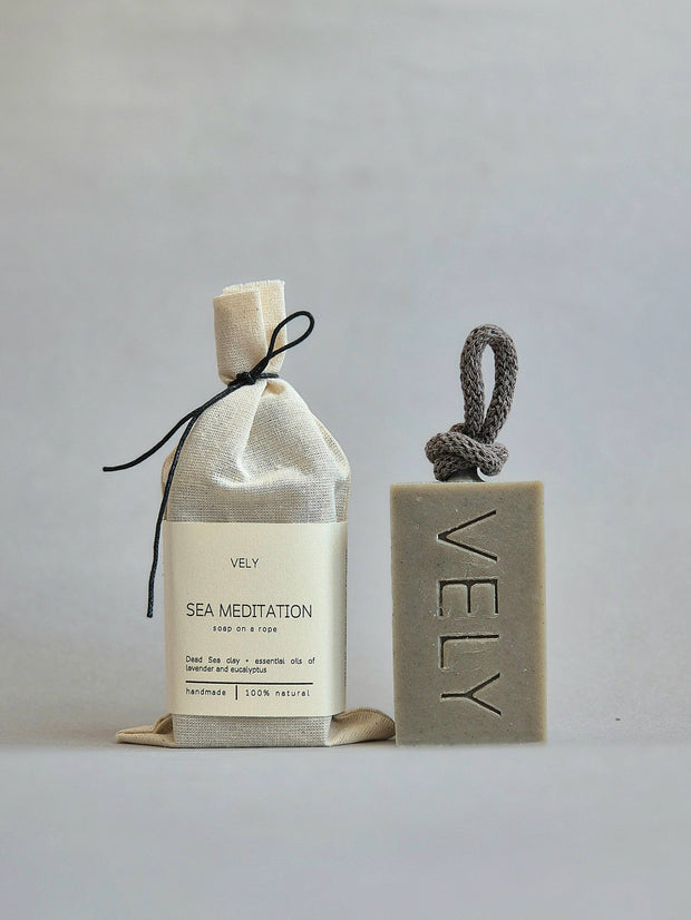 Natural Handmade Soap On A Rope "Sea Meditation" 