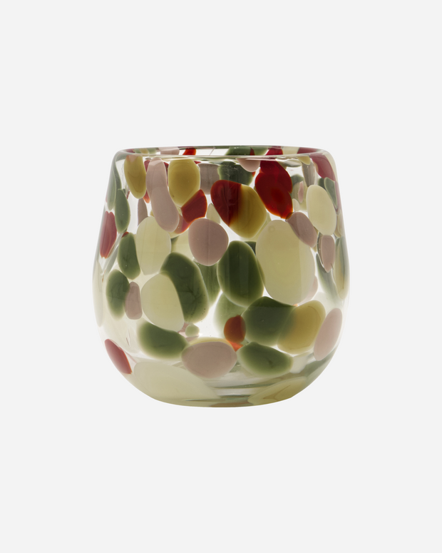 Glass Tea-light Holder Multicolour Dots