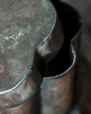 Detail scalloped shape antique brown storage box