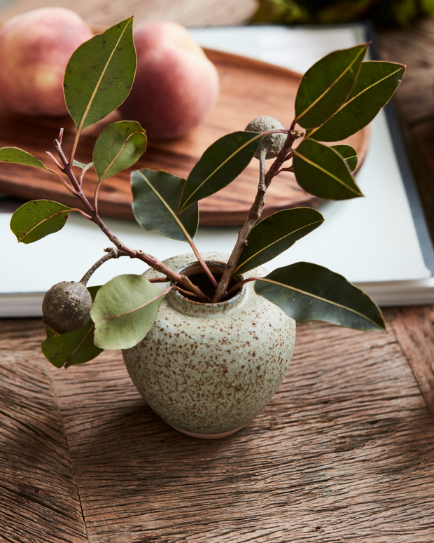Handmade Speckled Ceramic Vase pictured with flowers