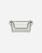 Metal Stacking Storage Basket in Army Green