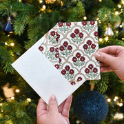 Hand Block Printed Greeting Card - Trellis Cherry