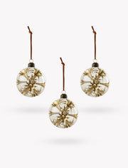 Glass Cinder Indented Baubles - Set of 3 Gold