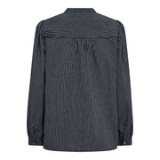 reverse detail Striped Navy Shirt with Puff Sleeves