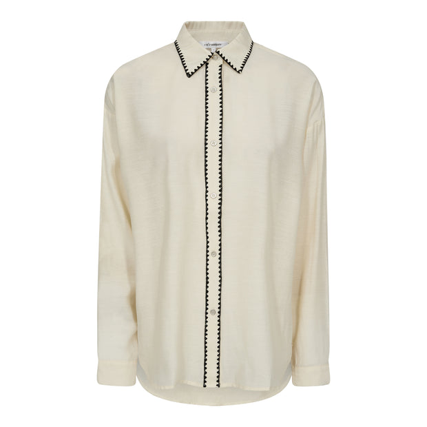 Blair Off White Blouse with Black Trim