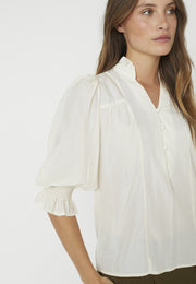 detail of AilaCC Frill Short Sleeve V-Neck Blouse