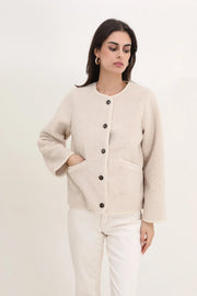 "Vadia" Cream Faux Fur Jacket